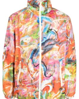 Diesel – painterly-print high-neck windbreaker