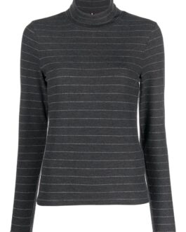 Tommy Hilfiger – metallic-stripe roll-neck jumper